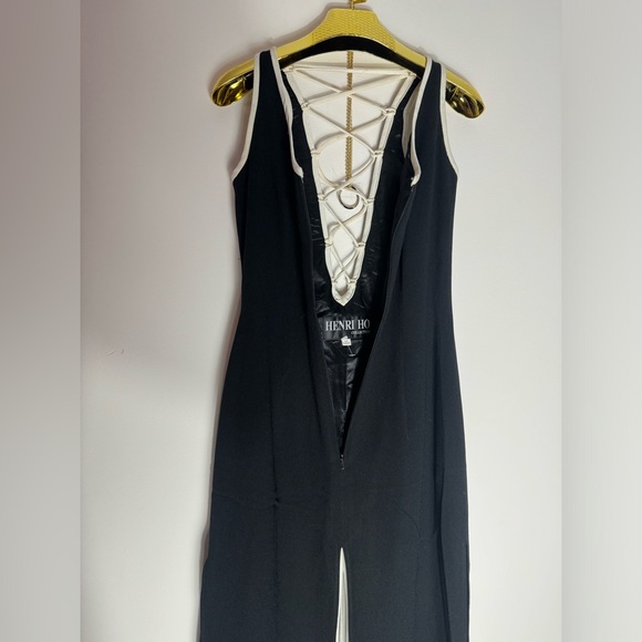 Henri Ho Vintage Luxury Contrast Cut out Lace Black dress made in Korea - Picture 8 of 13